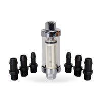 1xChrome Glass Inline Fuel Filter Reusable Washable 1/4" 5/16" 3/8" Universal - ZT2