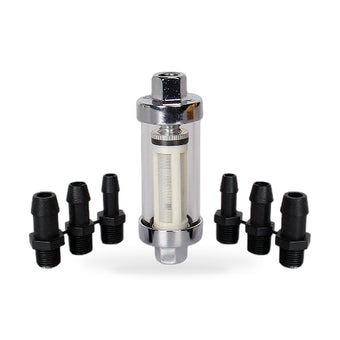 compare product 1xChrome Glass Inline Fuel Filter Reusable Washable 1/4