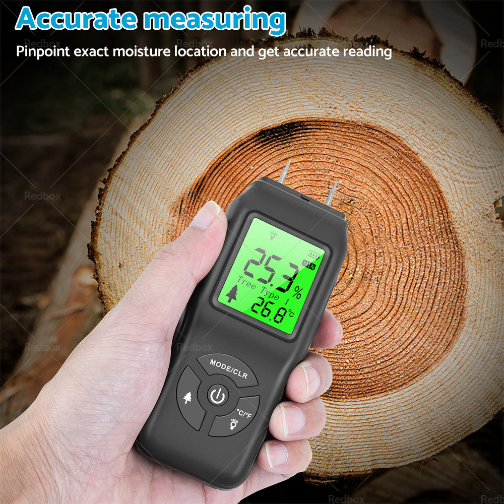 2-Pin Digital LCD Moisture Meter Damp Detector Wood Humidity CaravanTester Tool