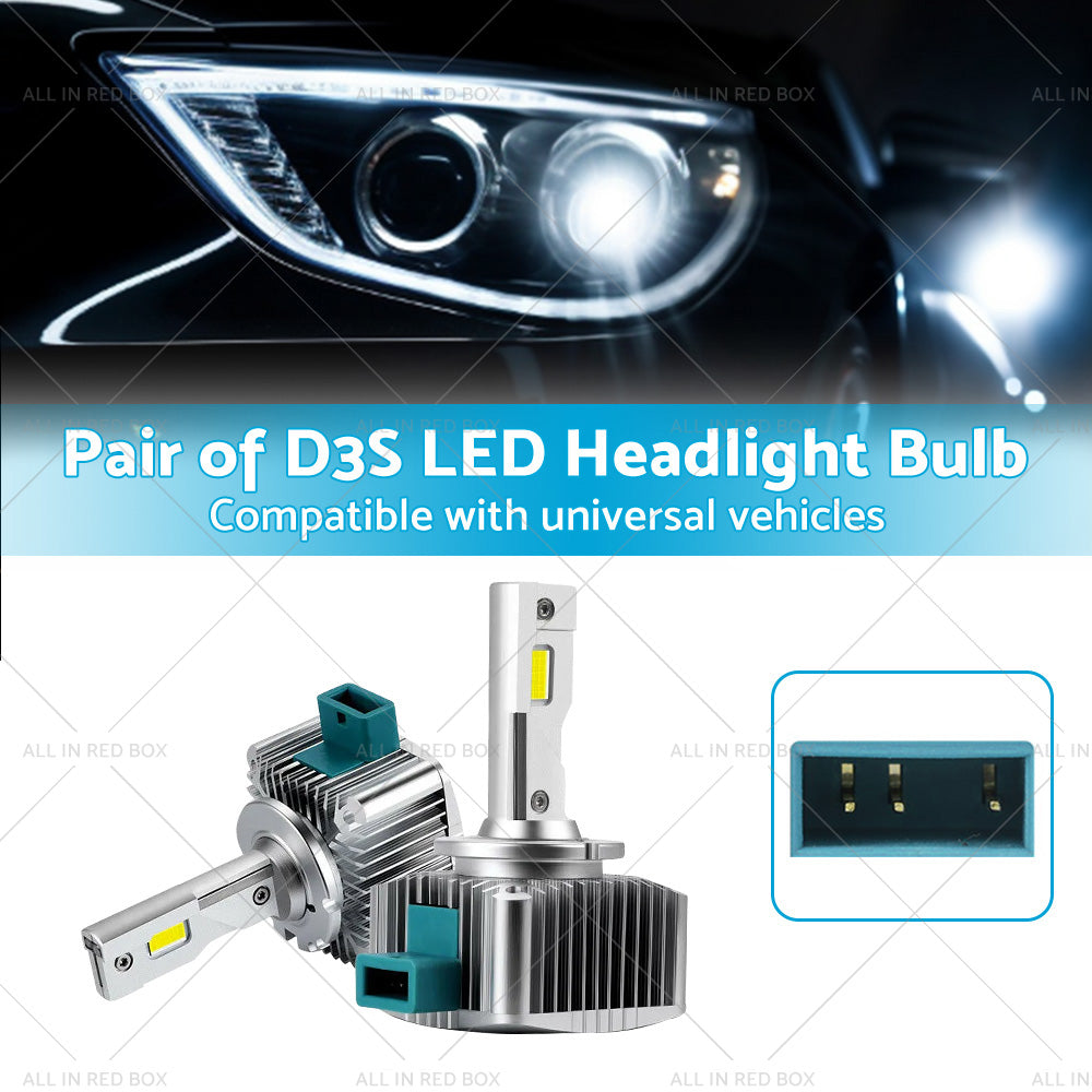 {{ Pair of D3S LED Headlight Bulbs Conversion Kit Replace HID Xenon Lamps 90W 2pcs }} - Buy Car Parts Online at {{ Kaka Auto Parts }}.
