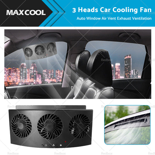 Car Exhaust Window Fan Cooler Air Vent Cooling Fans Ventilator 3Heads Adjustable