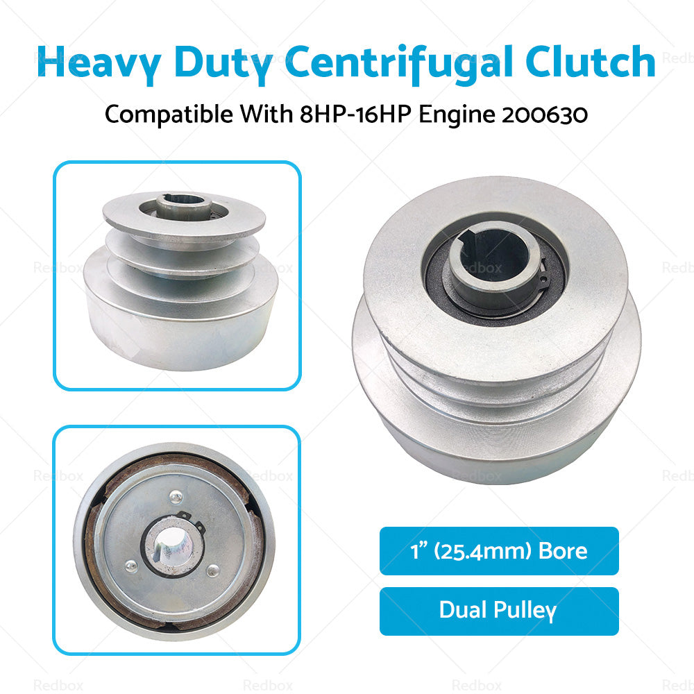 Heavy Duty Centrifugal Clutch 25. 4mm 1inch Bore DUAL PULLEY 8HP-16HP Engine 200630