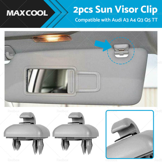 2PCS Sun Visor Clip Holder Hook Bracket Suitable for Audi A3 A4 Q3 Q5 TT Grey