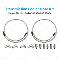 Stainless Steel Braided Transmission Cooler Hose Fitting Kit For 700R4 TH350 400