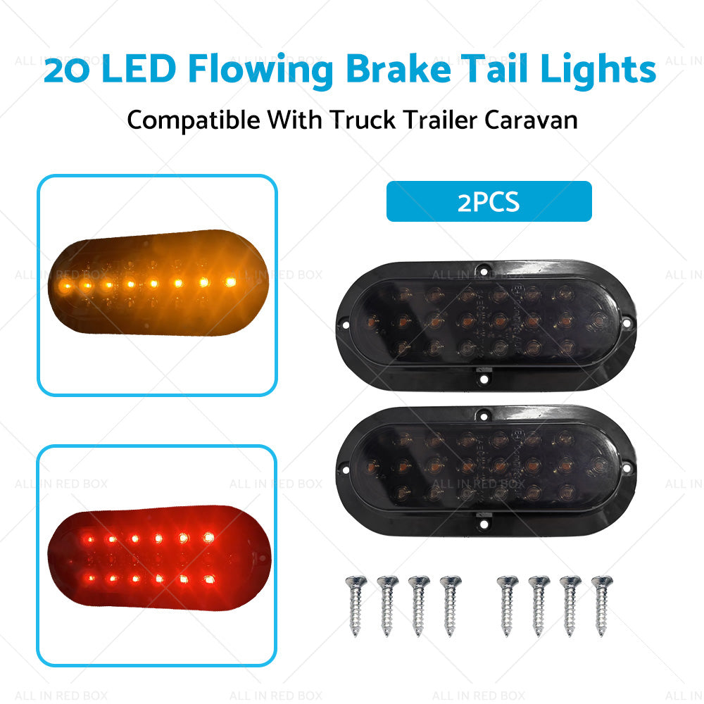 2X 20 LED Rear Stop Brake Flowing Turn Signal Tail Lights Truck Trailer Caravan