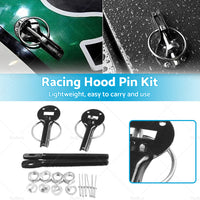 Universal Racing Mount Bonnet Hood Lock Latch Pins Kit Set Suitable For Cars