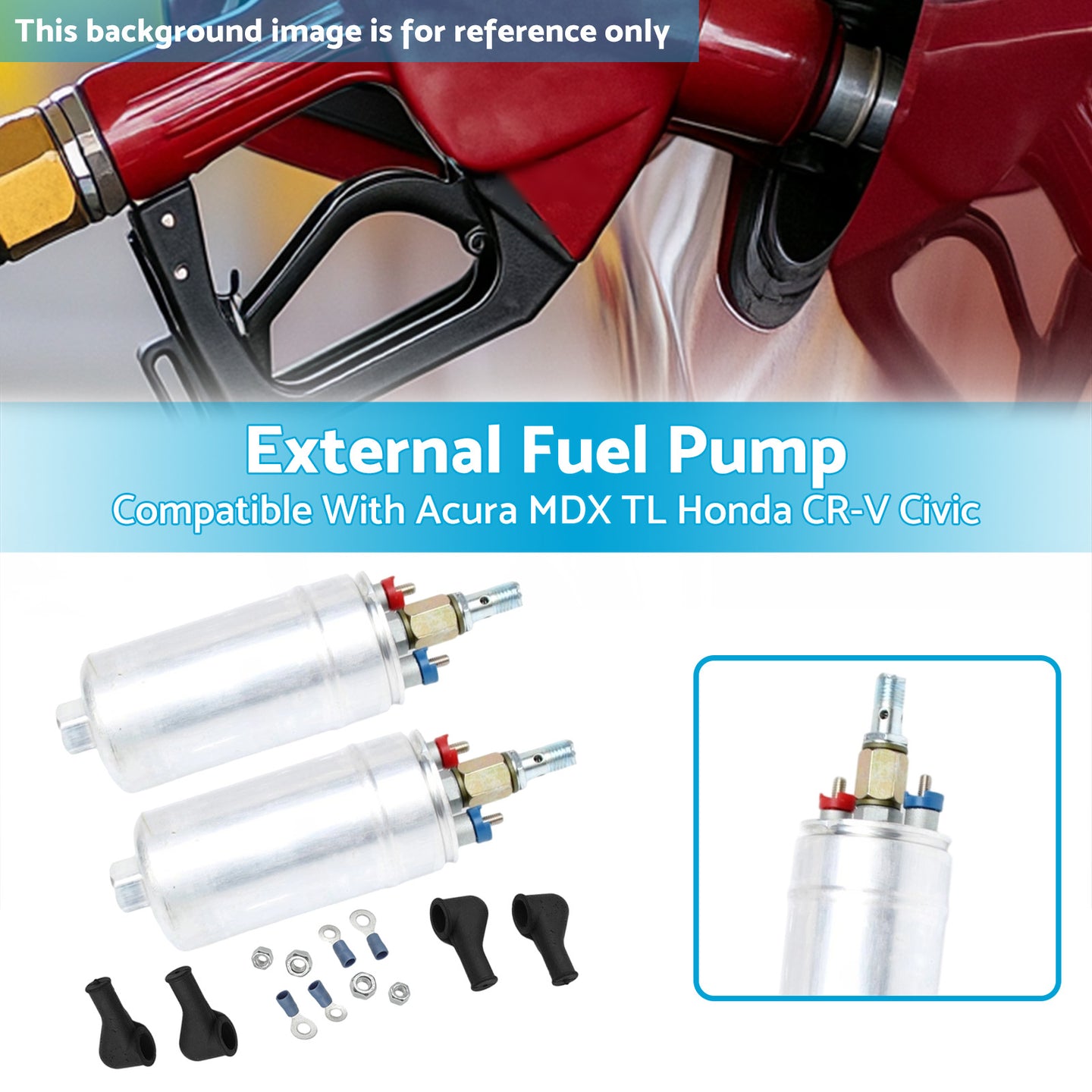 {{ 2x External Inline Fuel Pumps Suitable For Honda Civic 1.5L 1.8L 1994-2013 }} - Buy Car Parts Online at {{ Kaka Auto Parts }}.