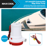 {{ 2000 GPH 12v Boat Marine Plumbing Bilge Water Pump Submersible Electric Pump }} - Buy Car Parts Online at {{ Kaka Auto Parts }}.
