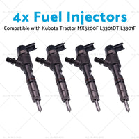 4x Fuel Injectors Suitable for Kubota Tractor MX5200F L3301DT L3301F 0445110775