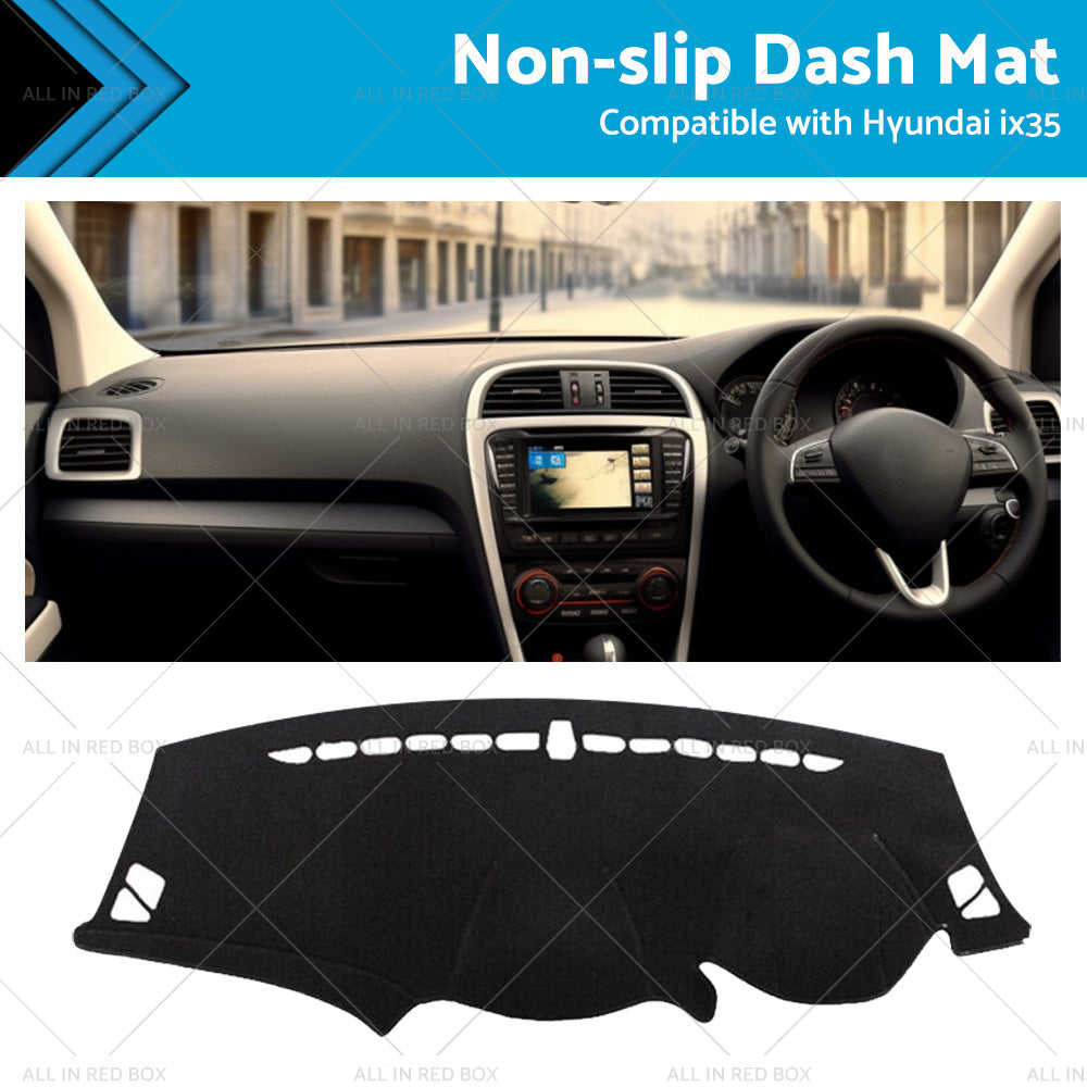 Black Non-Slip Dash Mat Suitable For Hyundai iX35 2010-2015 Dashboard Cover