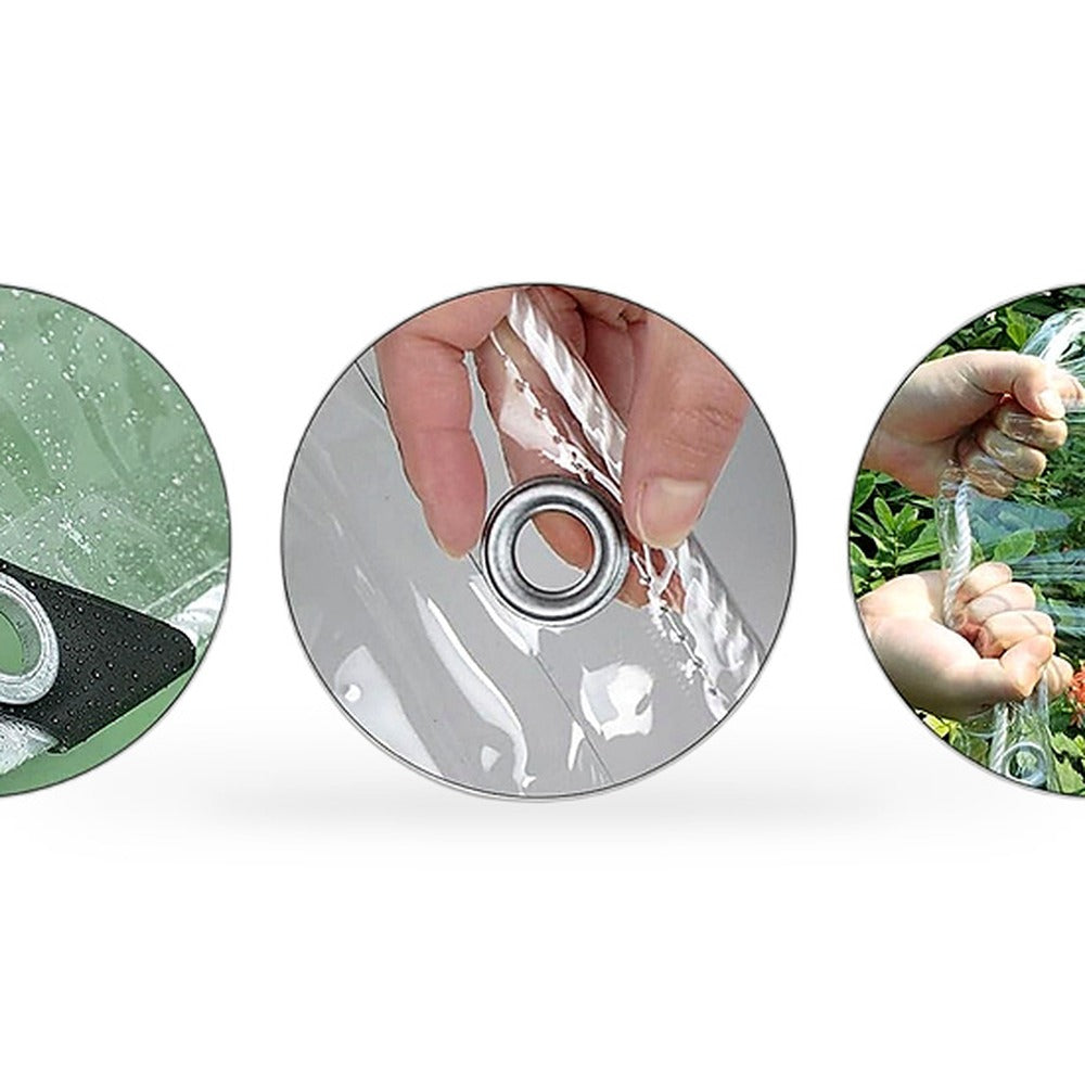 Clear PVC Heavy Duty Tarp 300x400cm Waterproof Plant Cover with Grommets - XQ1