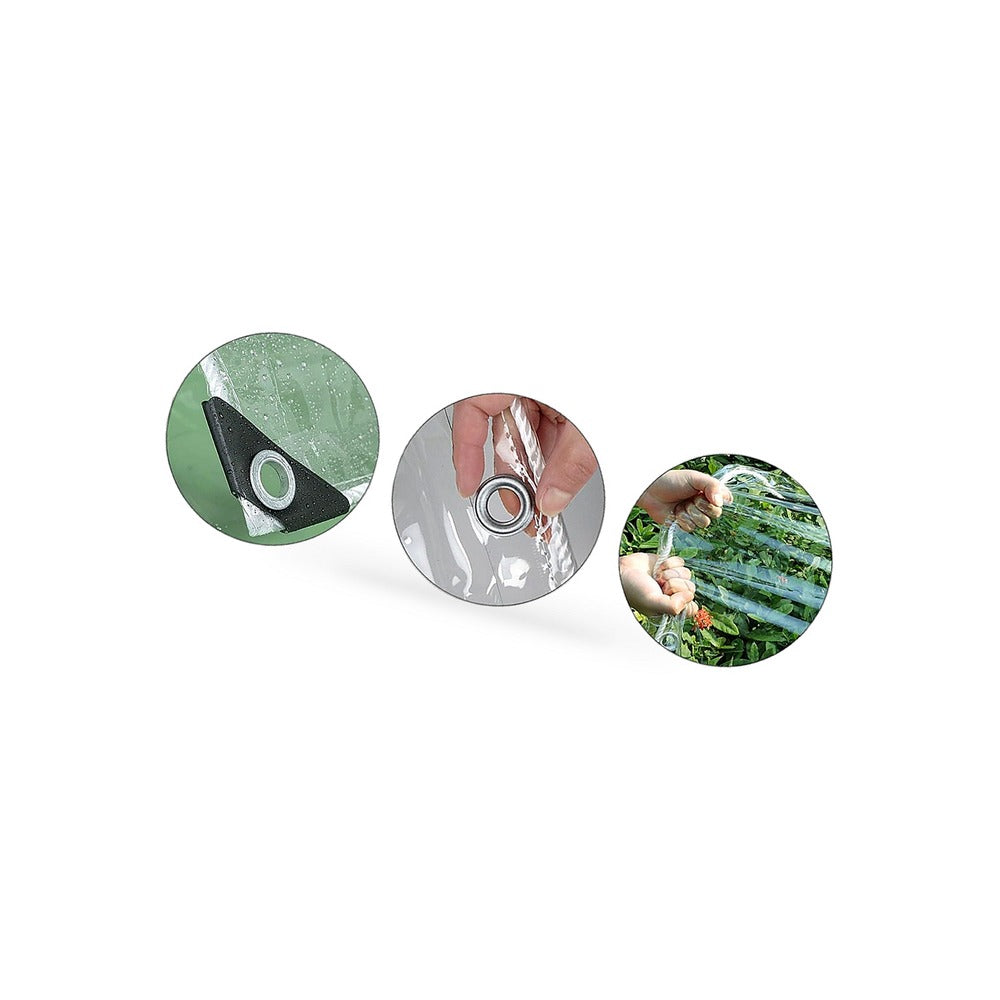 Clear PVC Heavy Duty Tarp 200x600cm Waterproof Outdoor Plant Cover Grommets - BD1