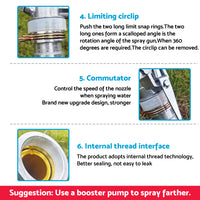 1'' Irrigation Spray Tool Sprinkler Large 360 Angle Adjustable Impact Area Water