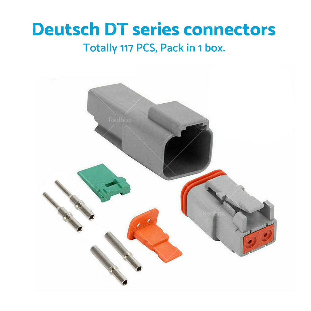 117PCS Deutsch Kit DT 2 Way Series Connector Plug Waterproof Auto Marine DT 2Pin