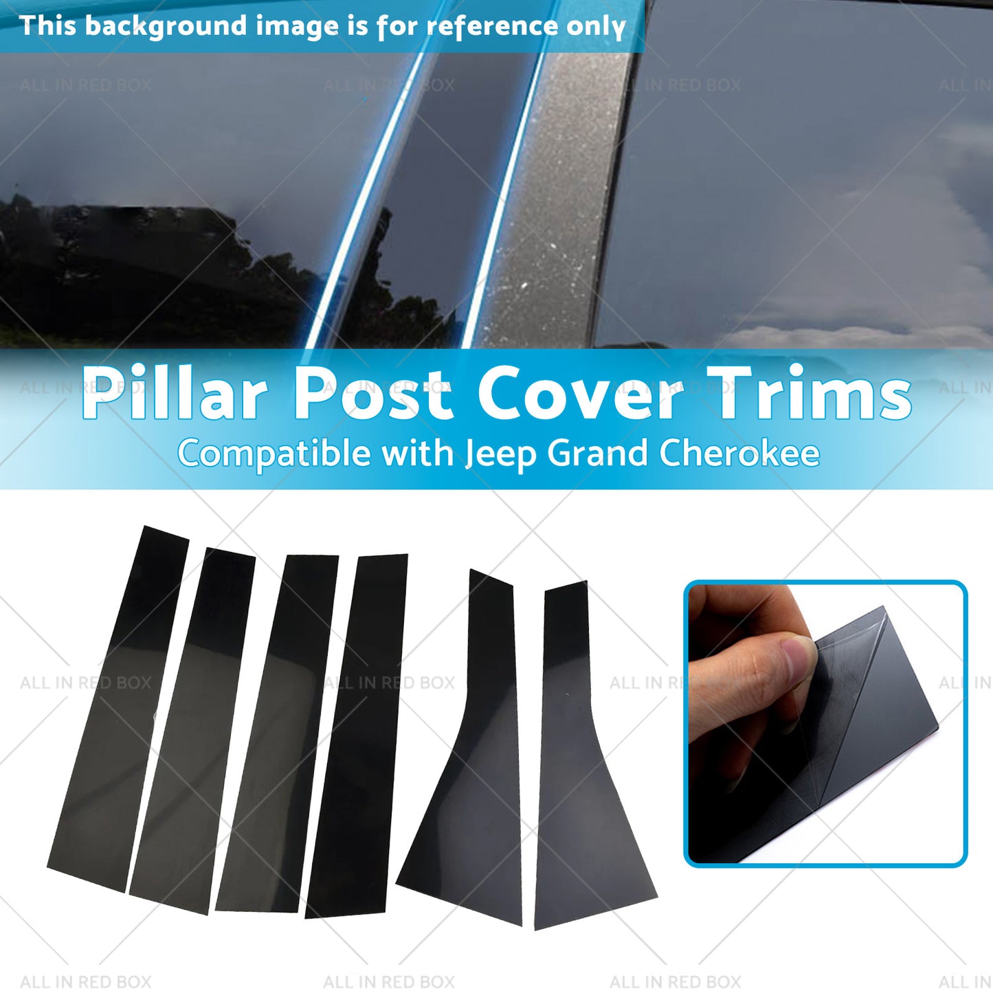 6PCS Black Pillar Post Cover Trims Suitable for 2011-2021 Jeep Grand Cherokee