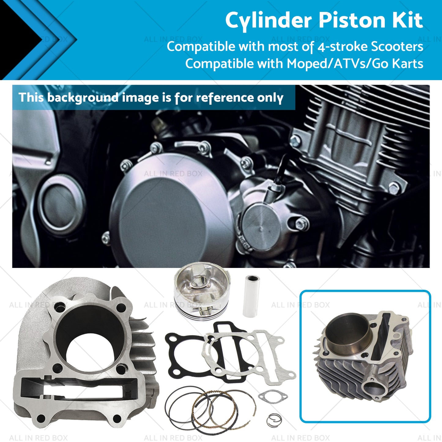 61mm Bore Cylinder Upgrade Kit Piston Gasket Suitable for GY6 172cc 180cc Motor