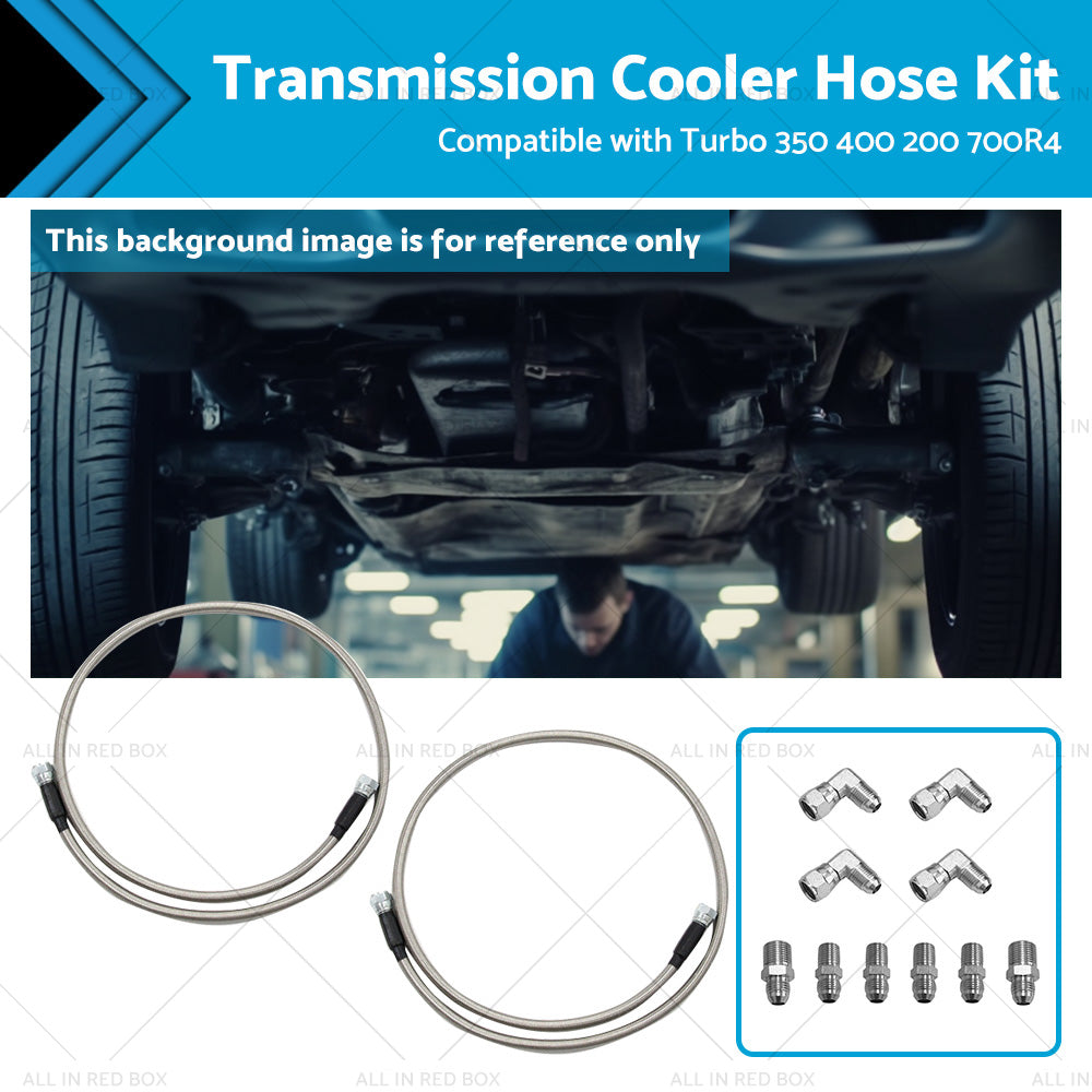 Stainless Steel Braided Transmission Cooler Hose Fitting Kit For 700R4 TH350 400