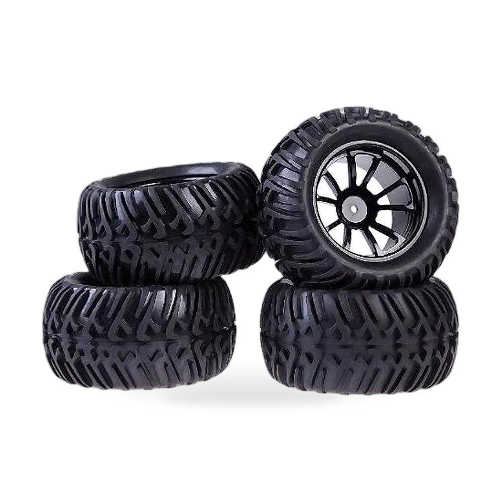 4x Wheel Rim & Tires Suitable for HSP 1:10 Monster Truck RC Car 12mm Hub
