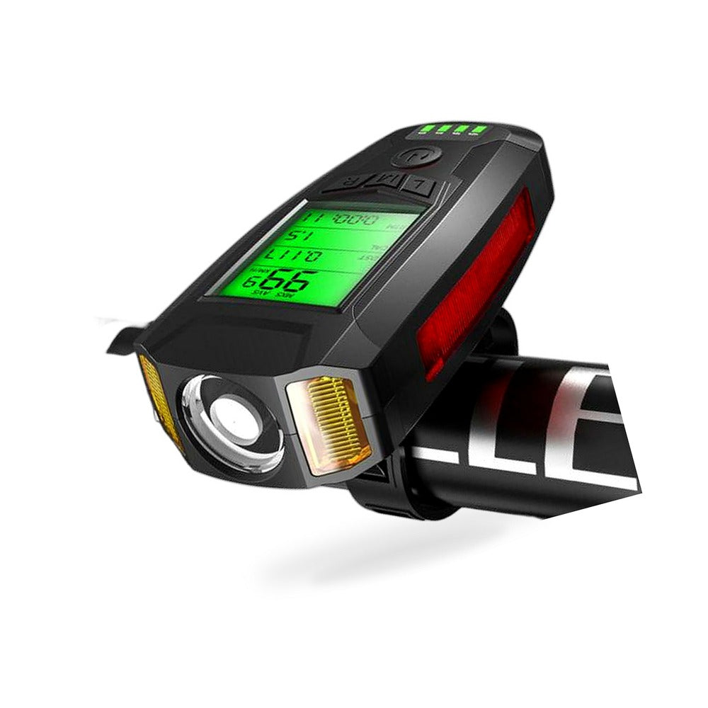 LED Bicycle Headlight with Horn and Speedometer Suitable for Bicycles