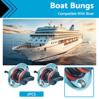 2x Boat Bungs Chrome Base with plastic Bung Coarse Thread Transom Bung Complete