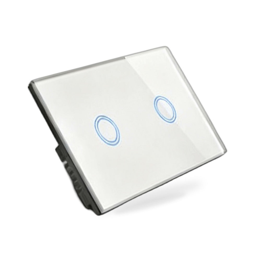 87x87mm LED Touch Wall Light Switch 2-Gang 1-Way Suitable for Home Office Instal
