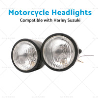 Twin Universal Black Headlight Motorcycle Double Dual Lamp Mount Street Fighter