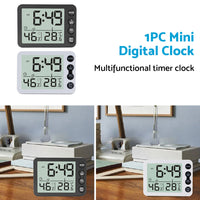 Small Mini Digital Clock with Temperature Display Suitable For Travel, LCD LED, Alarm, Battery Operated ¨C Black & White