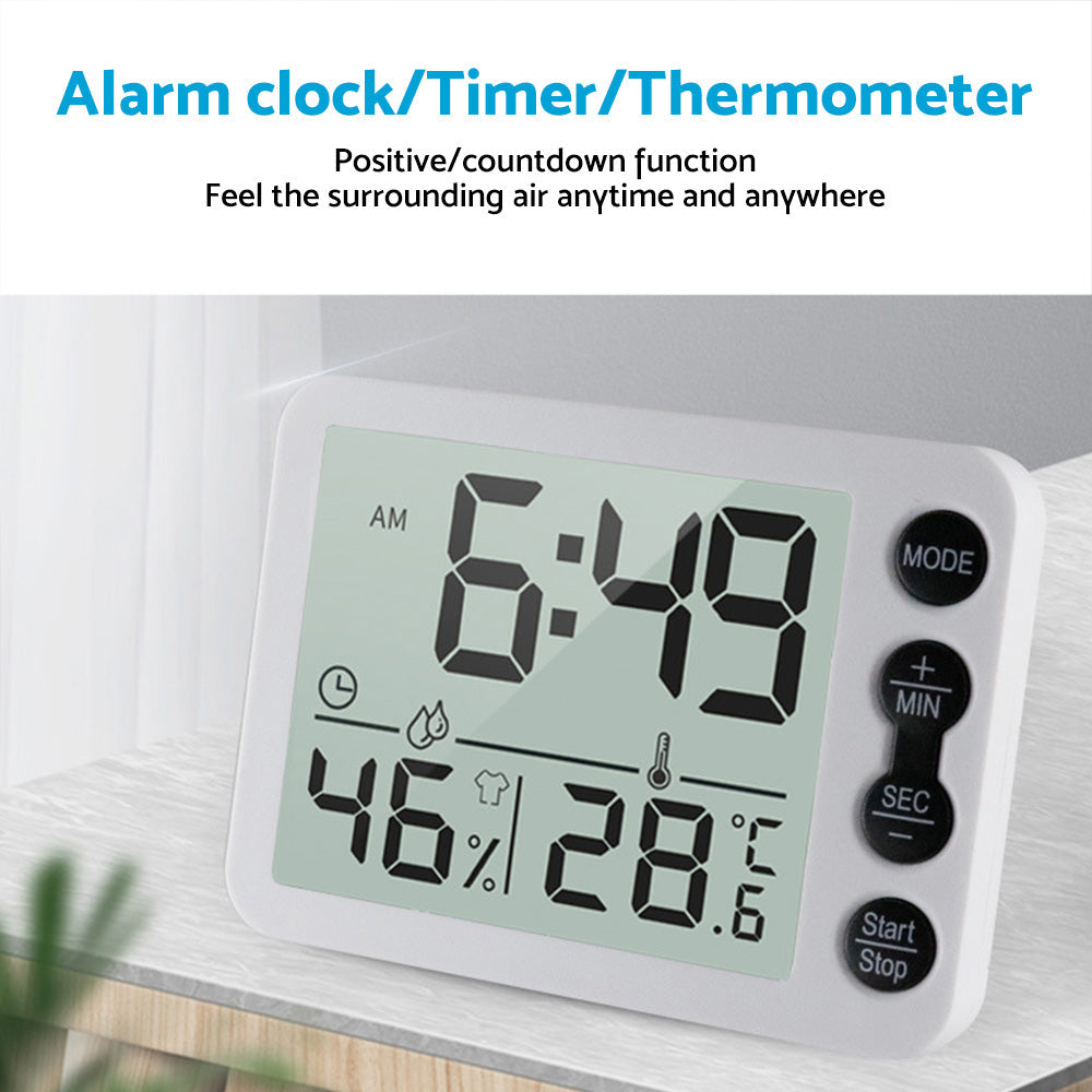 Small Mini Digital Clock with Temperature Display Suitable For Travel, LCD LED, Alarm, Battery Operated ¨C Black & White
