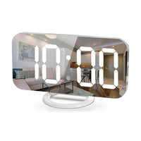 Digital Alarm Clock with Mirror LED Display Suitable for Wall & Bedroom