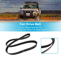 7PK1640 Fan Drive Belt Suitable for Nissan Patrol GU Y61 Navara D22 Diesel 3. 0L