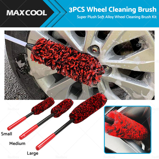 Set Of 3 Wheel Woolies Luxury Super Plush Soft Alloy Wheel Cleaning Brush Kit