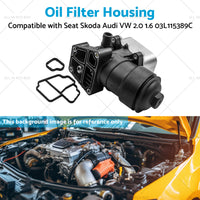 1x Oil Filter Housing Filter Cap  and Gasket Suitable For Seat Skoda Audi VW 2.0 1.6