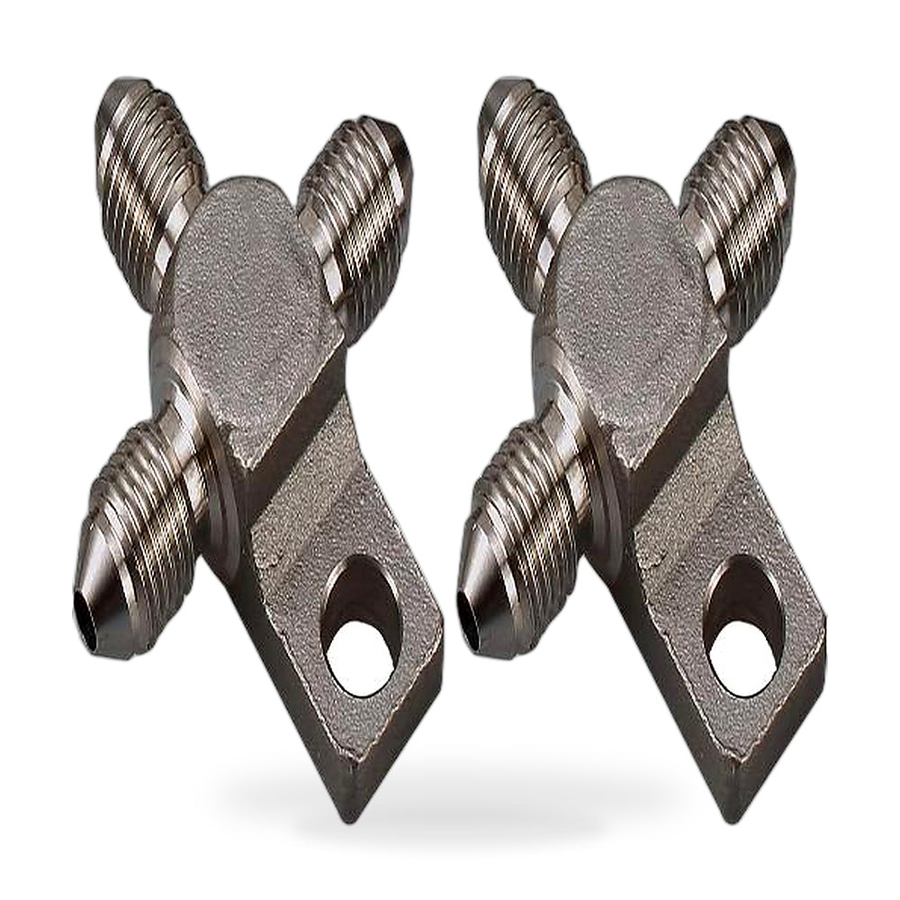 3 AN Male Stainless Steel Brake Hose Tee Block Pair Suitable for Universal Use