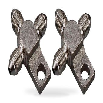 compare product 3 AN Male Stainless Steel Brake Hose Tee Block Pair Suitable for Universal Use
