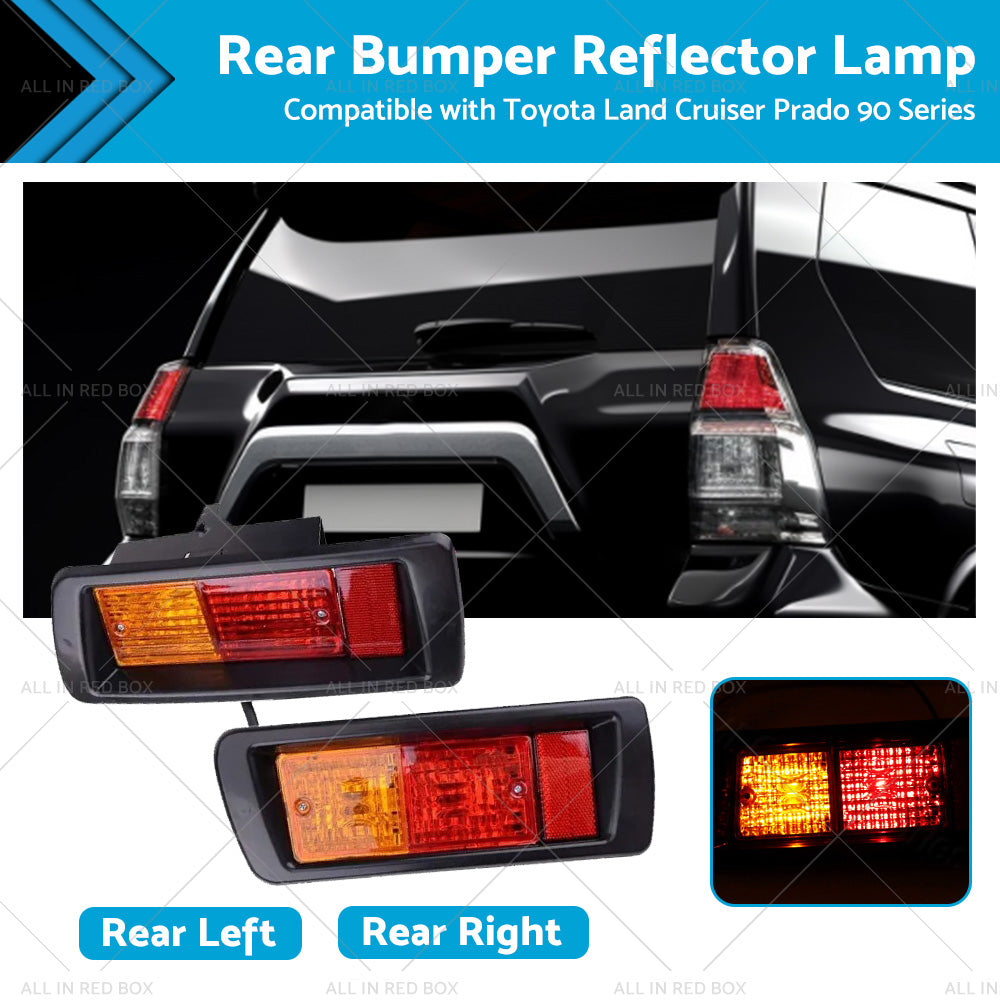 2x Rear Bumper Light Reflector Lamps Suitable for Land Cruiser Prado J90 95 LR