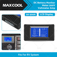 50-300A LCD Display DC Battery Monitor Meter 200V Voltmeter Amp For RV System