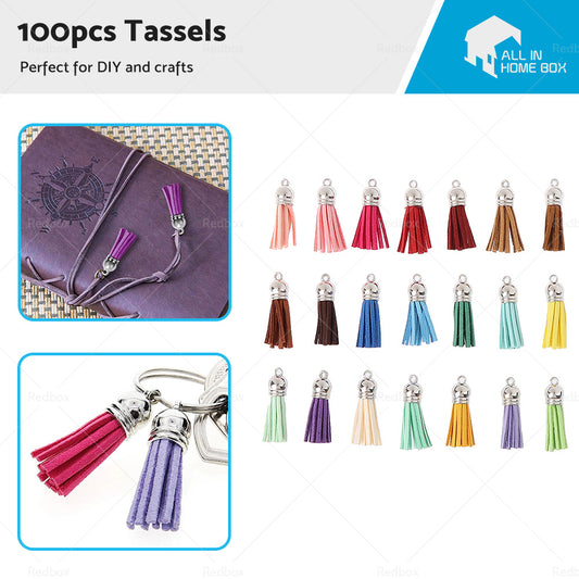 100PCS Key Chain Ring Tassels Pendants Bulk Leather Tassel Crafts Jewelry Making