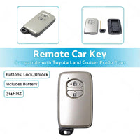 Complete Remote Car Key Suitable for Toyota Prado 2 Buttons 314MHZ