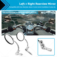 Chrome Round Rearview Bar End Mirror Suitable for Motorcycle Chopper Racer