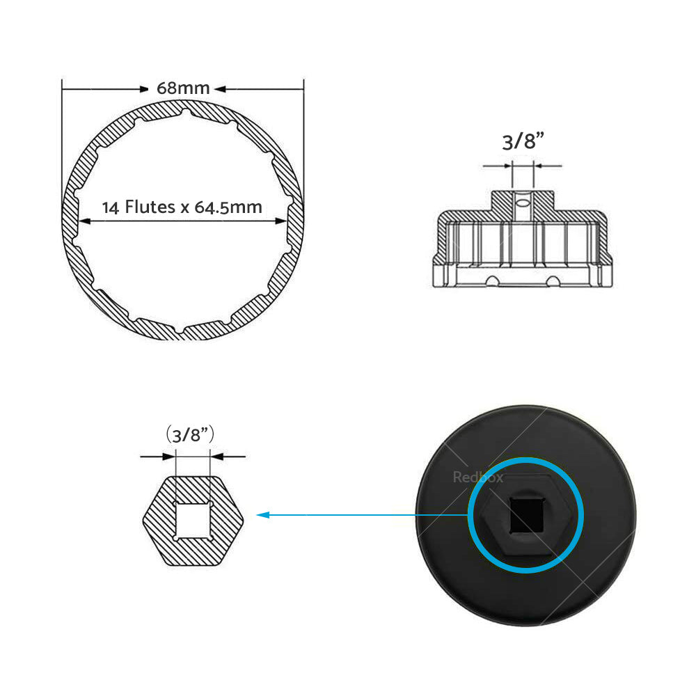 Oil Filter Wrench Cap Socket Housing Removal Tool Suitable For Land Cruiser