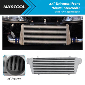 compare product 2. 5 inch  Universal Full Aluminum Front Mount Intercooler 450x180x65mm Core Bar and Plate