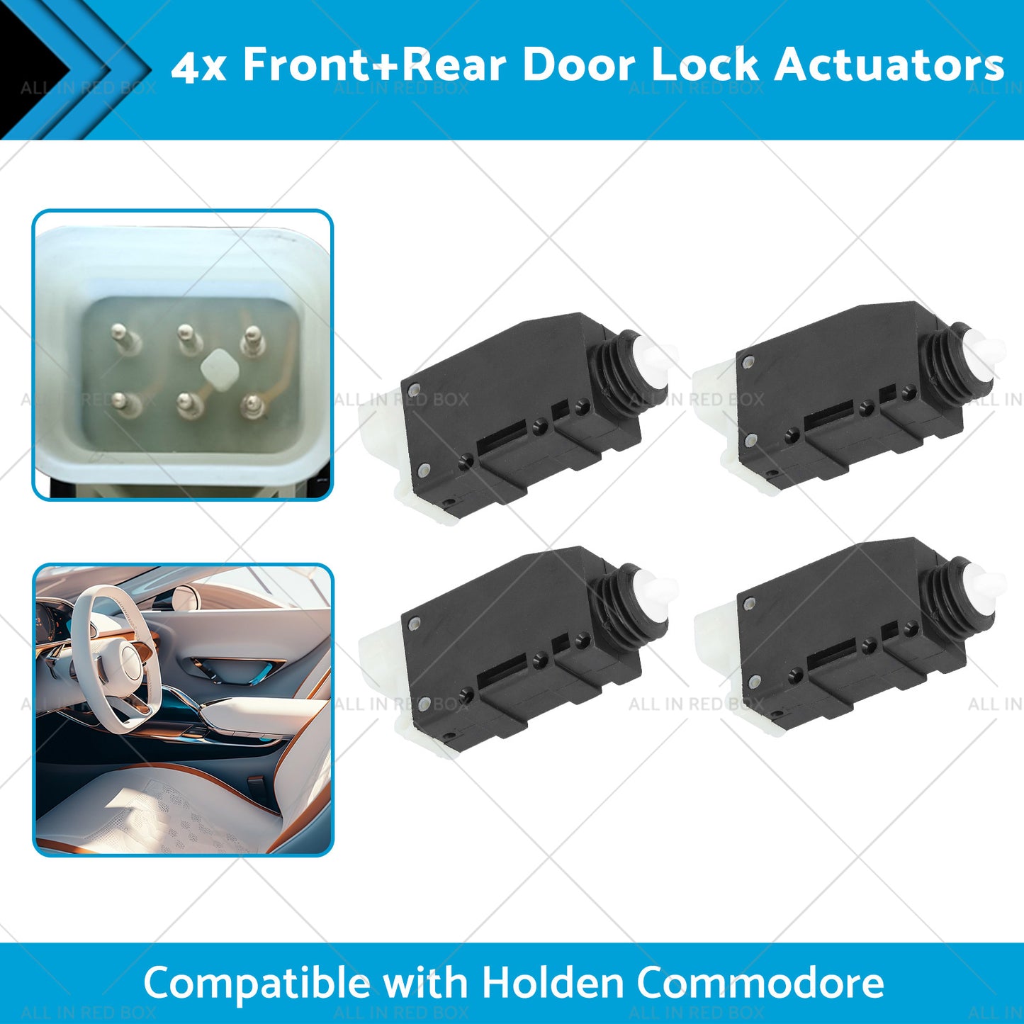 4x FrontRear Door Lock Actuators Suitablefor 99-05 Holden Commodore VT VX VU VY