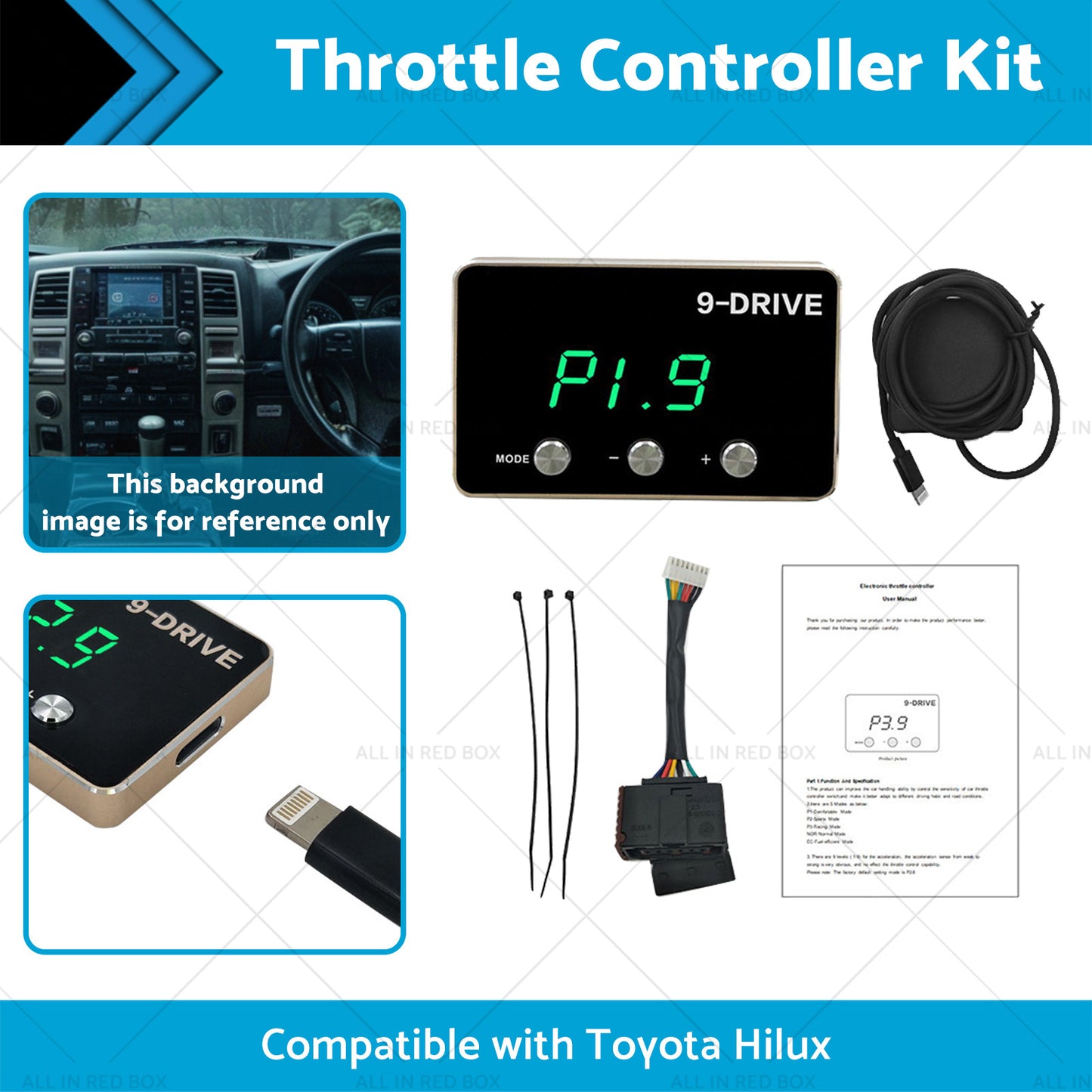 9 Mode EVC Throttle Controller Kit Suitable for Toyota Hilux V6 2WD & 4WD 05-15