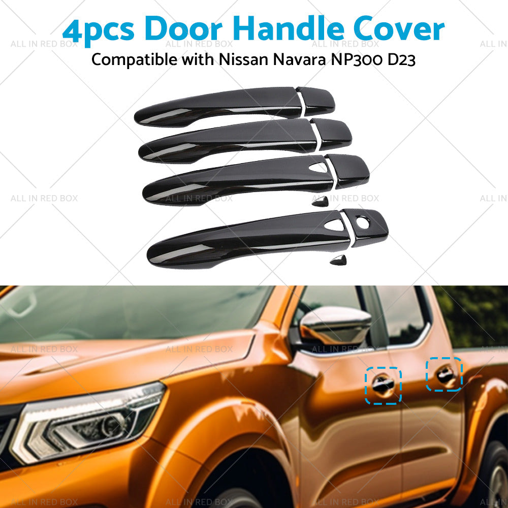 4PCS Black Door Handle Cover Suitable for Nissan Navara NP300 D23 2015-Onwards