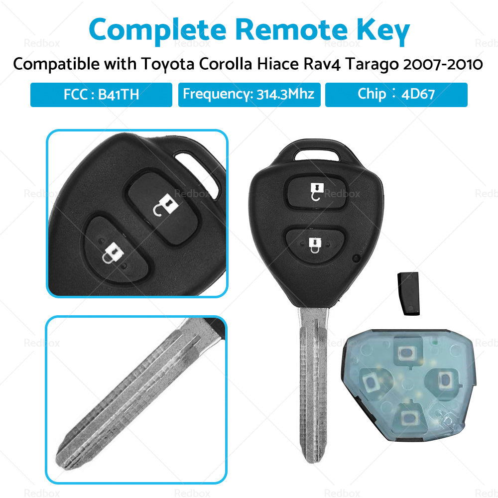 Complete Remote Key Suitable For Toyota Corolla Hiace Rav4 Tarago 07-10