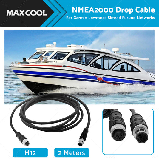 2m NMEA2000 Drop Cable Black 5-Core Female Straight Head to Male Straight Head