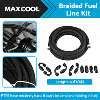 8AN E85 Stainless Steel Braided PTFE Fuel Line Hose Swivel Fittings Kit 20FT 6M