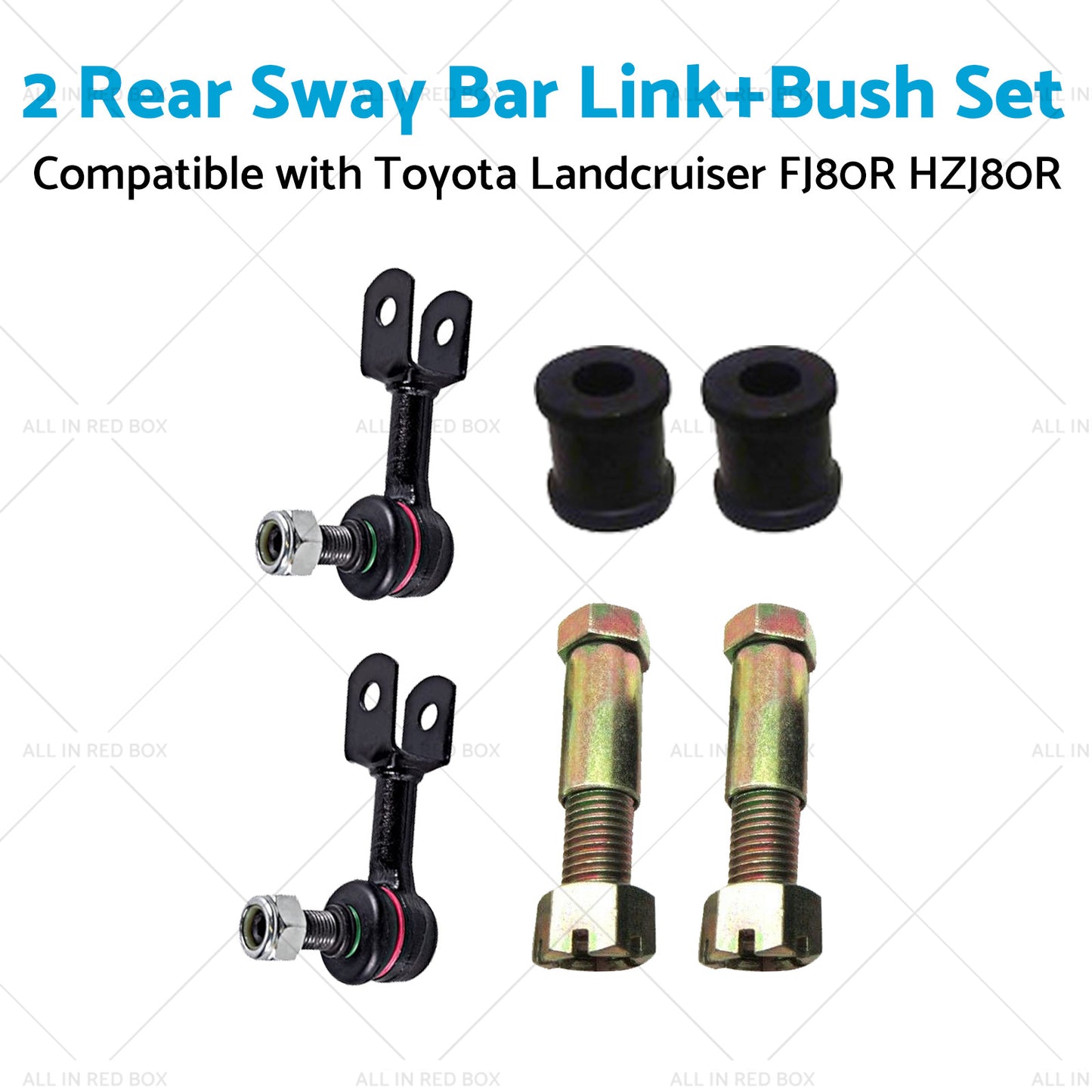 2 Set Rear Sway Bar Link+Bush Suitable for 92-19 Toyota Landcruiser FJ80R HZJ80R