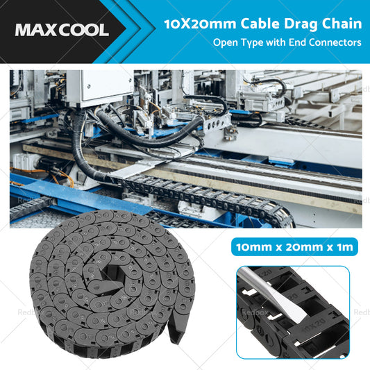 10mmX20mm 1Meter Drag Chain Cable Carrier Open Type with End Connectors Plastic