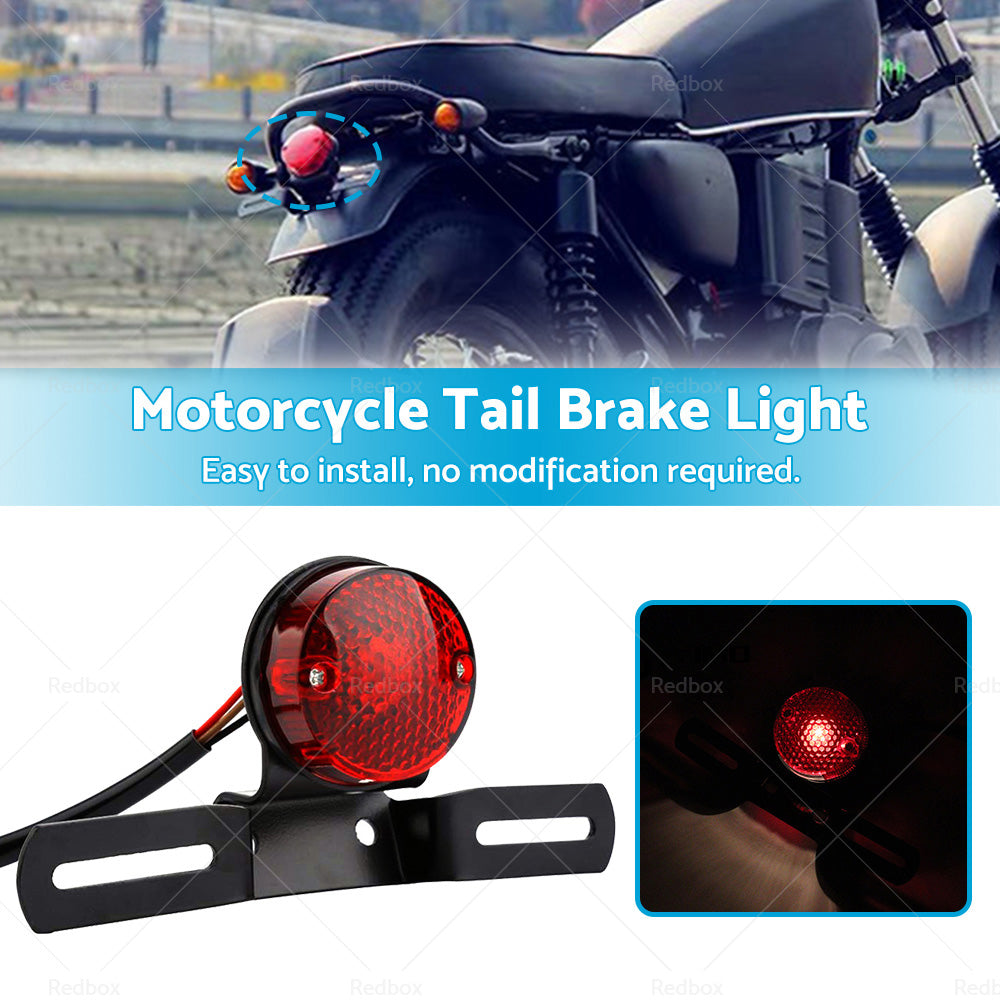 Motorcycle Tail Brake Light Number License Bulb Retro Rear Stop Lamp Universal